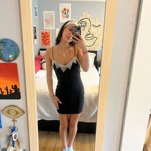 Princess Polly Black Dress with White Accents